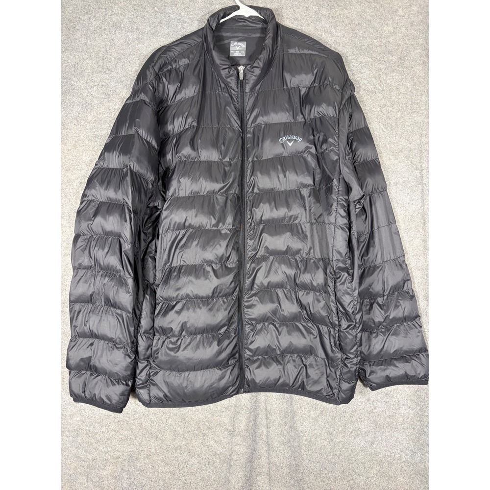 Callaway Golf Men XXL Black Puffer Jacket Full Zip Lightweight Quilted Outerwear
